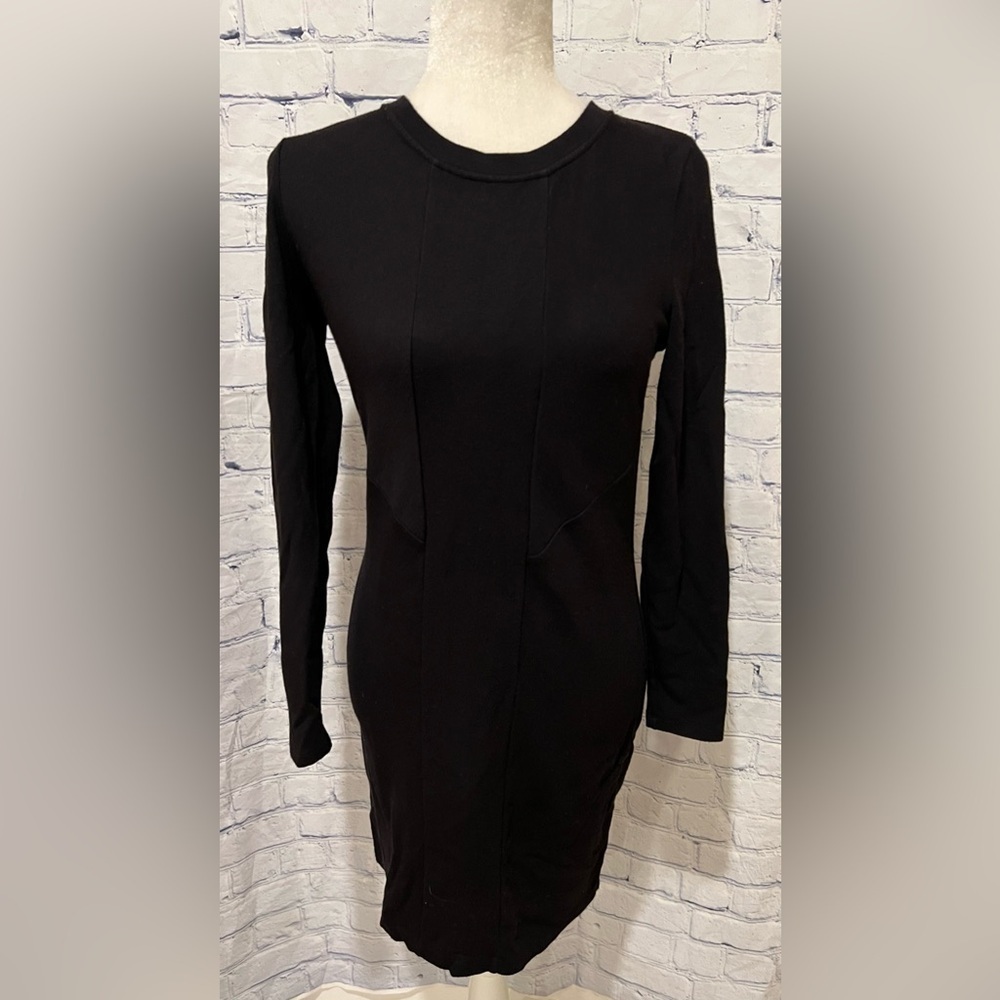 Dalia Long Sleeve Back Zip Bodycon Midi Dress Black Women's Size Small